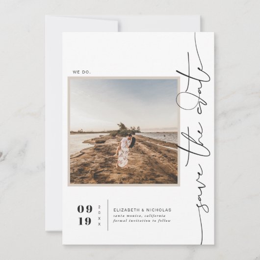 Modern Boho Desert | Vierkante foto slaat de datum Save The Date (Voorkant)