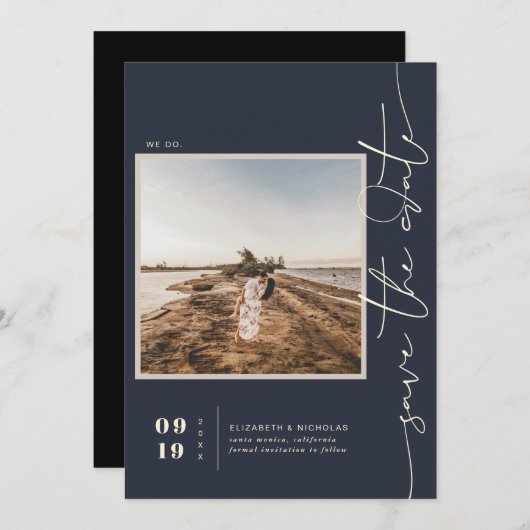 Modern Boho Desert | Vierkante foto slaat de datum Save The Date (Voorkant / Achterkant)