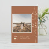 Modern Boho Desert | Vierkante foto slaat de datum Save The Date (Staand voorkant)