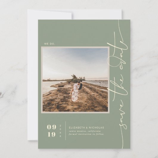 Modern Boho Desert | Vierkante foto slaat de datum Save The Date (Voorkant)