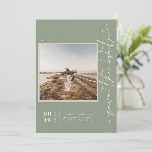 Modern Boho Desert | Vierkante foto slaat de datum Save The Date (Staand voorkant)