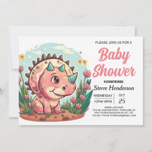 Modern Boho Dinosaur Meisje Baby shower Kaart