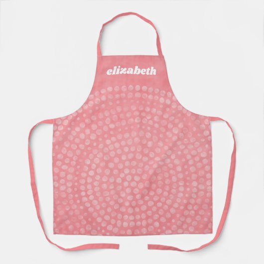 Modern Boho Dot Pattern met scriptnaam Schort (Voorkant)