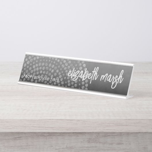 Modern Boho Dot Pattern met sprongscriptnaam Bureau Naambordje (Voorkant)