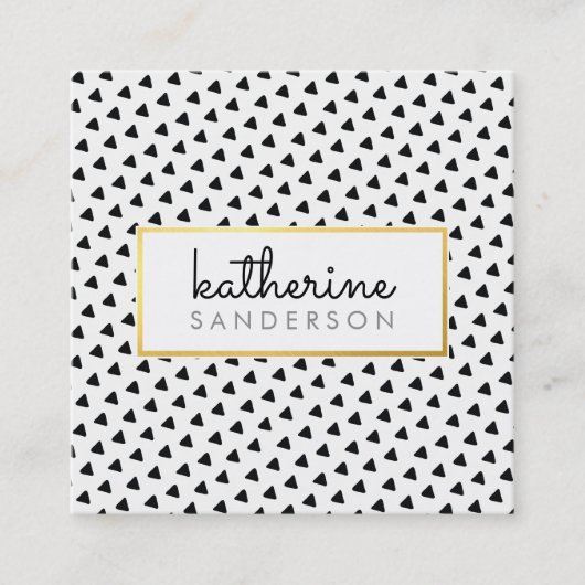 MODERN BOHO driehoekspatroon modern zwart goud Vierkante Visitekaartje (Voorkant)