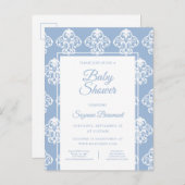 Modern Boho Dusky Blue Baby shower Aankondigingskaart (Voorkant / Achterkant)