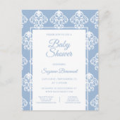 Modern Boho Dusky Blue Baby shower Aankondigingskaart (Voorkant)