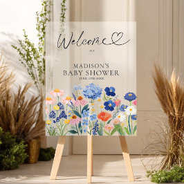 Modern Boho Dusty Blue Baby in Bloom Welcome Acryl Bord