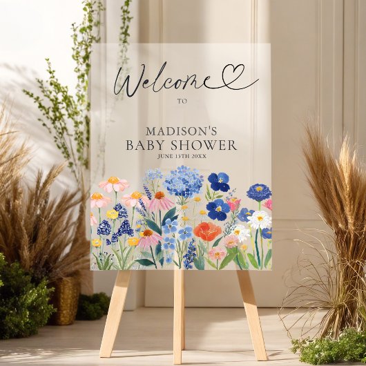 Modern Boho Dusty Blue Baby in Bloom Welcome      Acryl Bord