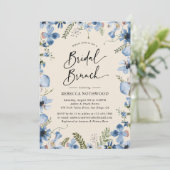 Modern Boho Dusty Blue Floral Brunch Shower Kaart (Staand voorkant)