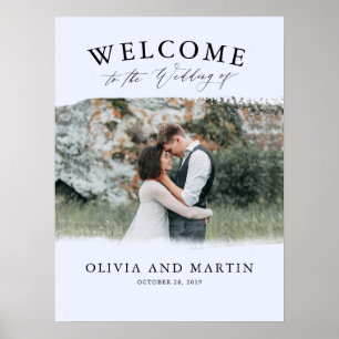 Modern Boho Dusty Blue Wedding Welkomstfoto Poster
