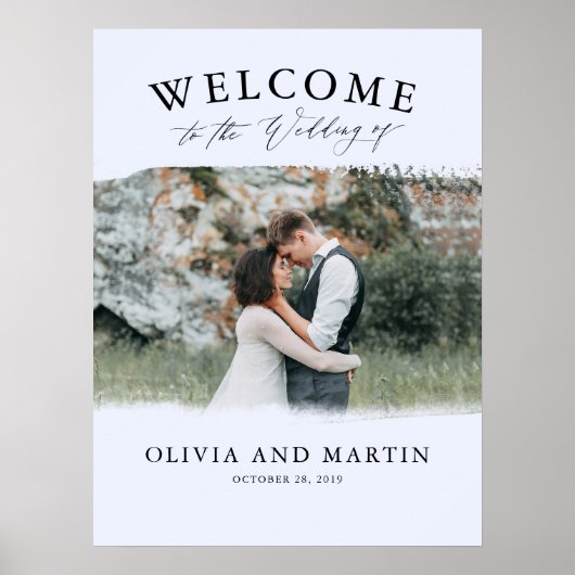 Modern Boho Dusty Blue Wedding Welkomstfoto Poster (Voorkant)