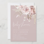 Modern Boho Dusty Roos Baby shower Kaart (Voorkant)