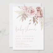 Modern Boho Dusty Roos & Blush Bloemen Baby shower Kaart (Voorkant)