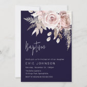 Modern Boho Dusty Roos & Navy Baptism Kaart (Voorkant)