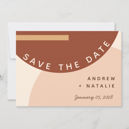 Modern Boho Earth tone Abstracte Circles Weddensch Save The Date (Voorkant)
