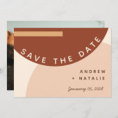 Modern Boho Earth tone Abstracte Circles Weddensch Save The Date (Voorkant / Achterkant)