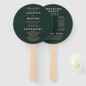 Modern Boho Earth Tone Circle Wedding Program Hand Handwaaier (Voorkant en achterkant)