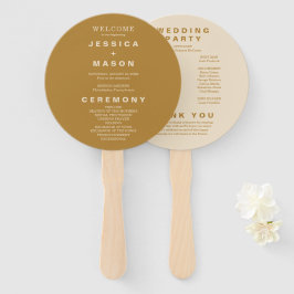 Modern Boho Earth Tone Circle Wedding Programme Handwaaier