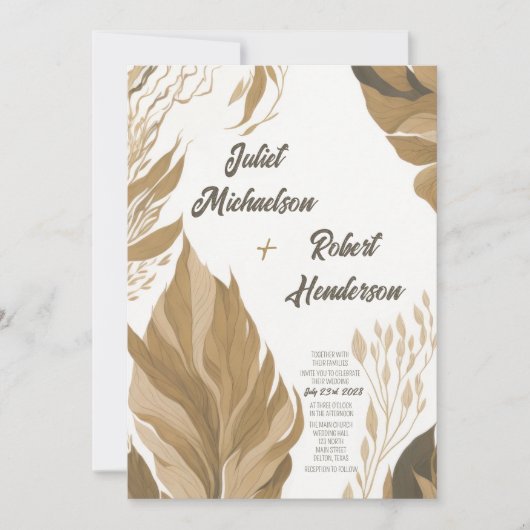 Modern Boho Earth Tone Foliage Wedding Kaart (Voorkant)