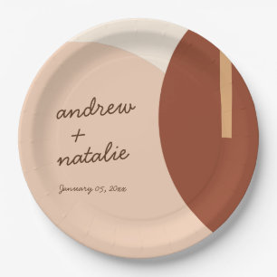 Modern Boho Earth-toned Abstracte Circles Wedding Papieren Bordje