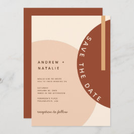 Modern Boho Earth-toned Abstracte Circles Wedding  Save The Date