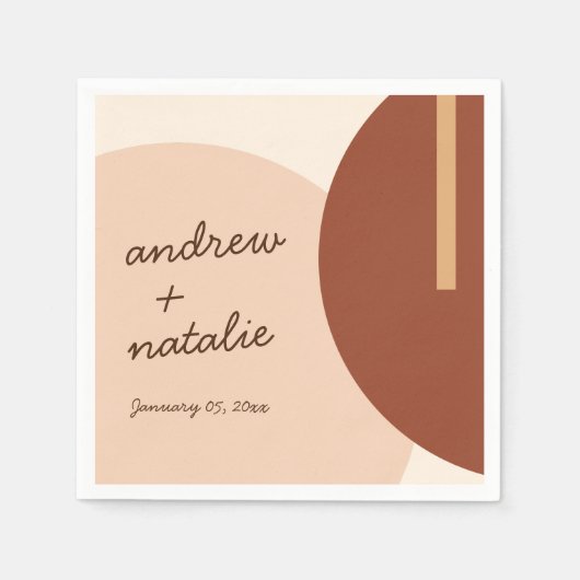 Modern Boho Earth-toned Abstracte Circles Wedding Servet (Voorkant)