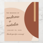 Modern Boho Earth-toned Abstracte Circles Wedding Wijn Etiket (Enkel label)