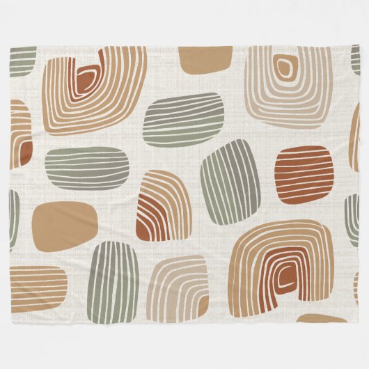 Modern Boho Earth Tones Abstract ID1273 Fleece Deken (Voorkant (Horizontaal))