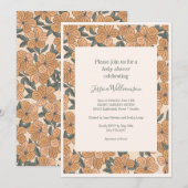 Modern Boho Earthy Ochre Floral Baby shower Kaart (Voorkant / Achterkant)