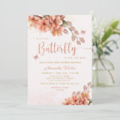 Modern Boho Een Kleine Vlinder Meisje Baby shower Kaart (Staand voorkant)