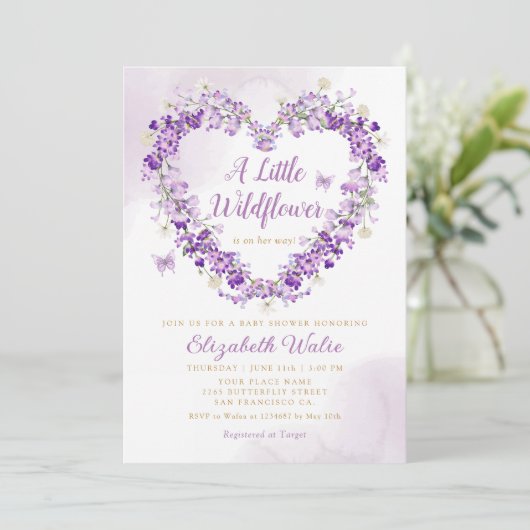 Modern Boho Een Kleine Wildflower Meisje Baby show Kaart (Staand voorkant)