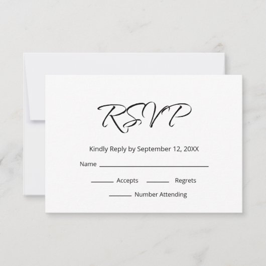 Modern Boho Eenvoudig Script Elegante bruiloft RSVP Kaartje (Voorkant)
