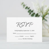 Modern Boho Eenvoudig Script Elegante bruiloft RSVP Kaartje (Staand voorkant)