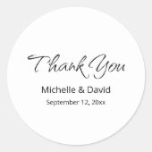 Modern Boho Eenvoudig Script Wedding Bedankt Ronde Sticker (Voorkant)