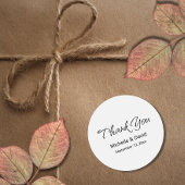 Modern Boho Eenvoudig Script Wedding Bedankt Ronde Sticker