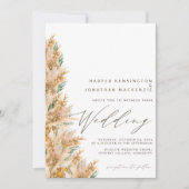 Modern Boho Elegant Pampas Grass Wedding Kaart (Voorkant)