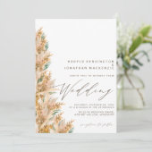 Modern Boho Elegant Pampas Grass Wedding Kaart (Staand voorkant)