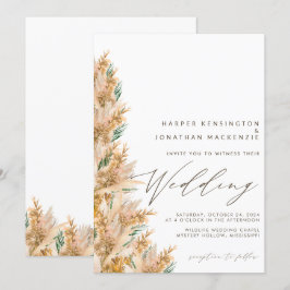 Modern Boho Elegant Pampas Grass Wedding Kaart