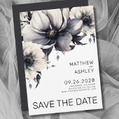 Modern Boho Elegant Zwart Wit Bloemen Bruiloft Save The Date