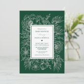 Modern Boho Emerald Floral Bouquet Baby shower Kaart (Staand voorkant)