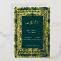 Modern Boho Emerald Green Lijst Wedding Save Date