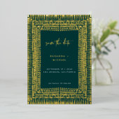 Modern Boho Emerald Green Lijst Wedding Save Date Folie Uitnodiging (Staand Voorkant)