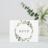 Modern Boho Eucalyptus Krans Lijst bruiloft RSVP Briefkaart (Staand voorkant)