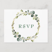Modern Boho Eucalyptus Krans Lijst bruiloft RSVP Briefkaart (Voorkant)