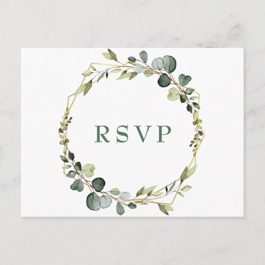 Modern Boho Eucalyptus Krans Lijst bruiloft RSVP Briefkaart (Voorkant)