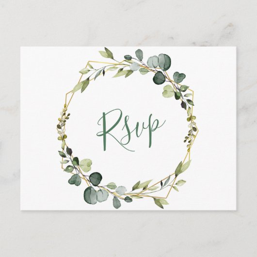 Modern Boho Eucalyptus Krans Lijst bruiloft RSVP Briefkaart (Voorkant)