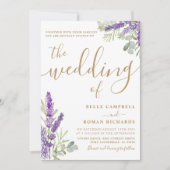 Modern Boho Eucalyputus en Lavender Wedding Kaart (Voorkant)