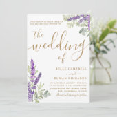 Modern Boho Eucalyputus en Lavender Wedding Kaart (Staand voorkant)