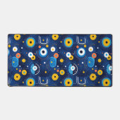 Modern BOHO Evil Eye Patroon Blauw Bureaumat (Voorkant)